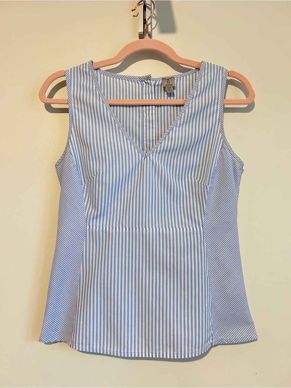 Tristan Blue & White Striped V-Neck Camisole, Size Extra Small